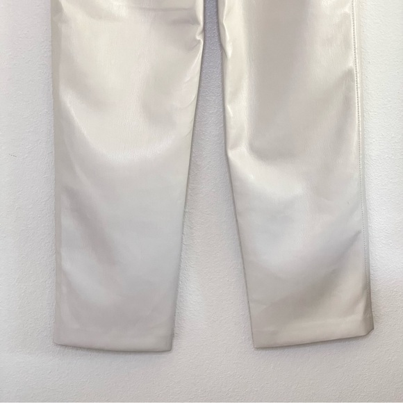 Aritzia Babaton Command Pant Vegan Leather Straight Leg Trouser Matte Pearl 0 XS - Picture 10 of 14